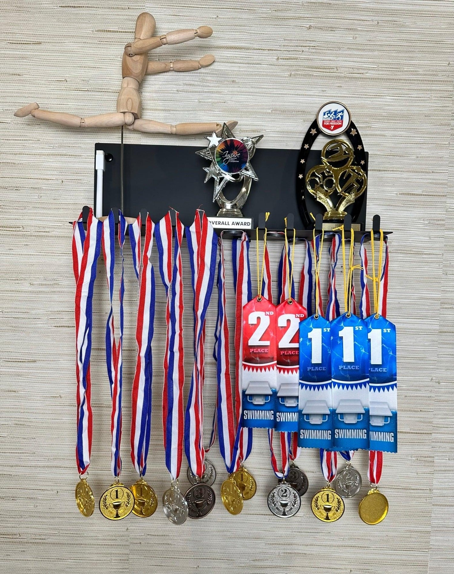 Display Shelf for medal ribbons and trophies black