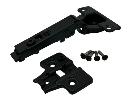 European Concealed Cabinet Door Hinge Matte Black Kit 105° Frameless Soft Close Clip On + 3D Mounting Plate and Screws - Solua Inc